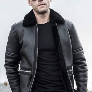 Men’s Black Shearling Flight Aviator Jacket