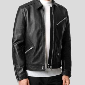 BENN BLACK MOTORCYCLE LEATHER JACKET