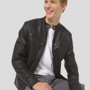 CLAIBORN BLACK CAFE RACER LEATHER JACKET