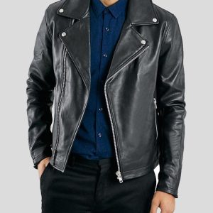 BARDEN BLACK MOTORCYCLE LEATHER JACKET