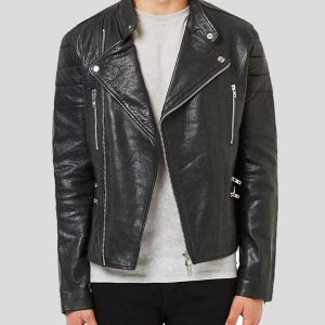 BARRET BLACK MOTORCYCLE LEATHER JACKET