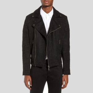 BARD BLACK SUEDE MOTORCYCLE LEATHER JACKET