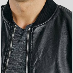 BAILEI BLACK BOMBER LEATHER JACKET