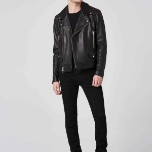 Men’s Black Genuine Leather Biker Jacket