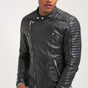 Men’s Black Quilted Leather Biker Jacket