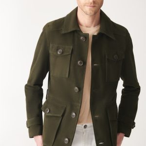 Men’s Green Suede Leather Trucker Coat