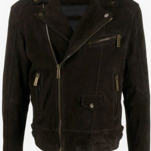 Men’s Black Suede Leather Biker Jacket