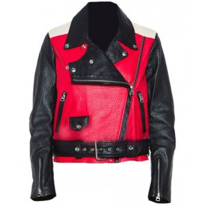 Acne Studios Demi Lovato Red Biker Leather Jacket