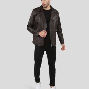 OXVOLT ARLO BROWN MOTORCYCLE LEATHER JACKET