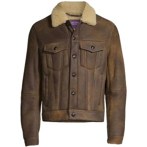 OXVOLT Brown Shearling Collar Trucker Jacket
