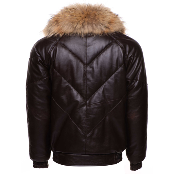 Brown-V-Bomber-style-Puffer-Winter-Leather-Jacket-with-fur-collar-3.jpg