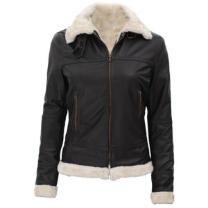 Womens Brown Shearling Lined B3 Bomber Jacket