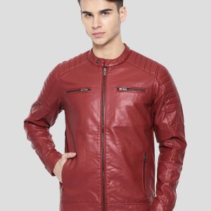 COOPER RED QUILTED LEATHER JACKET