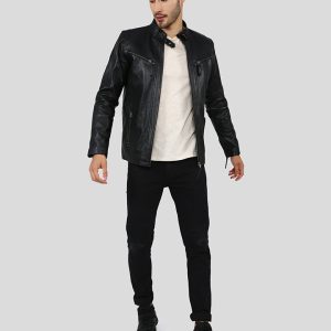 OXVOLT EVERET BLACK RACER LEATHER JACKET