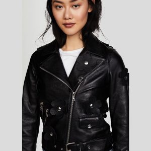 OXVOLT FLORENCE BLACK BIKER LEATHER JACKET