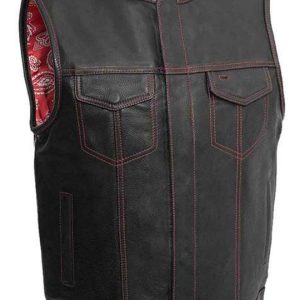 Men’s Black Leather Biker Vest