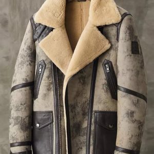 Men’s Aviator B3 Flight Fur Biker Bomber Premium Shearling Coat Jacket