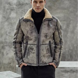 Men’s Aviator B3 Flight Fur Bomber Premium Shearling Coat Jacket