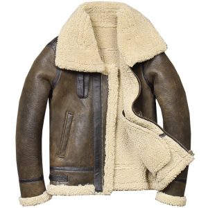 Mens B3 Bomber Aviator Sheepskin Shearling Leather Jacket