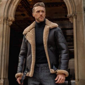 Mens B3 RAF Aviator Sheepskin Shearling Leather Jacket