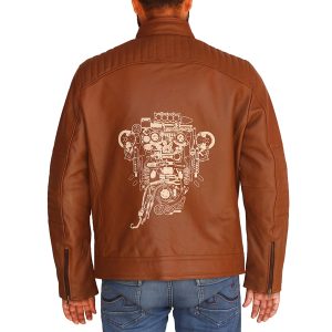 Mens Brown Motor Head Leather Jacket