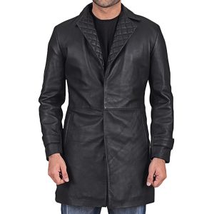 OXVOLT Mens Infinity Black Leather Coat