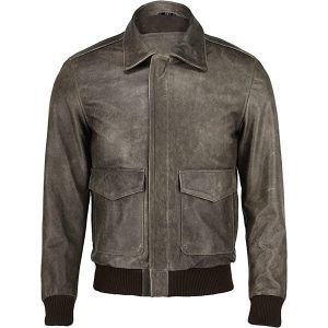 Mens Dark Brown A2 Leather Aviator Bomber Jacket