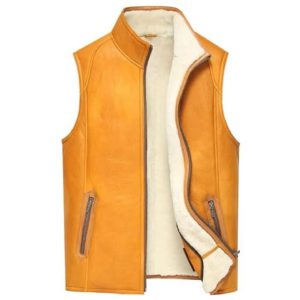 Mens Yellow B3 RAF Aviator Flying Bomber Shearling Vest