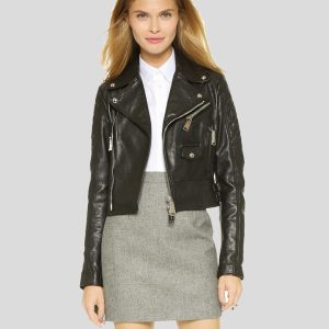 MIRAY BLACK BIKER FRINGES LEATHER JACKET