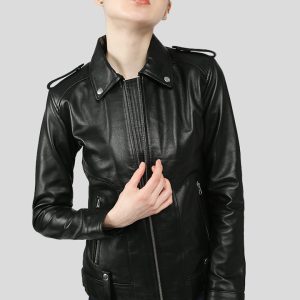 CHARMAINE BLACK RACER LEATHER JACKETS