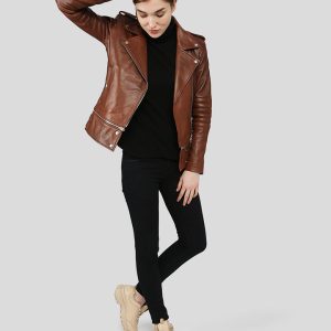 LETITIA BROWN BIKER LEATHER JACKET