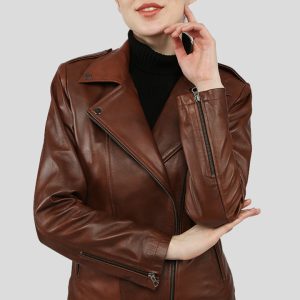 FILIPPA BROWN BIKER LEATHER JACKET