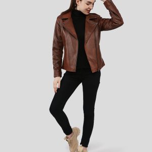FILIPPA BROWN BIKER LEATHER JACKET