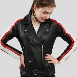 ZELDA BLACK BIKER LEATHER JACKET