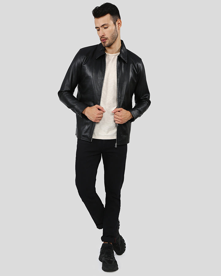 WARREN BLACK RACER LEATHER JACKET