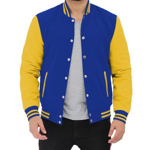 Mens Royal Blue and Yellow Varsity Jacket