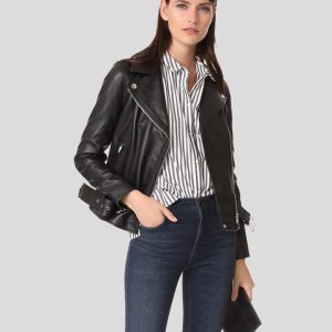 SANDRA BLACK BIKER LEATHER JACKET