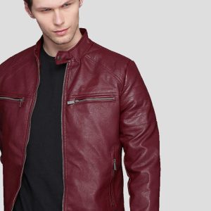 OXVOLT SANTIAGO RED QUILTED LEATHER JACKET