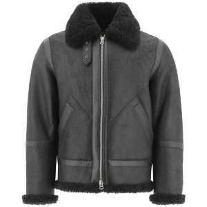 OXVOLT Shearling Leather Zipped Jacket