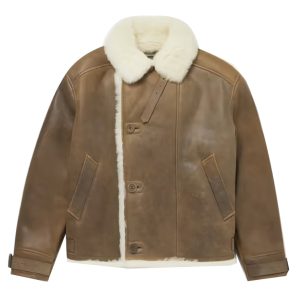 OXVOLT Shearling-Lined Leather Aviator Jacket
