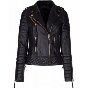 Womens Genuine Leather Designer Biker Jacket