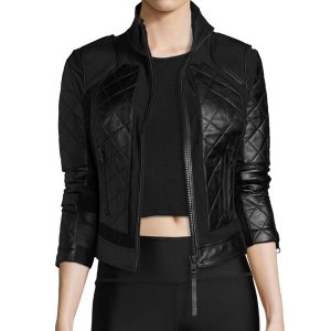Women Stylish PU Bomber Jacket