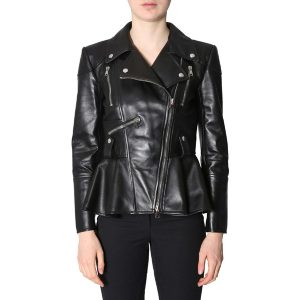 Women Genuine Leather Moto Jacket