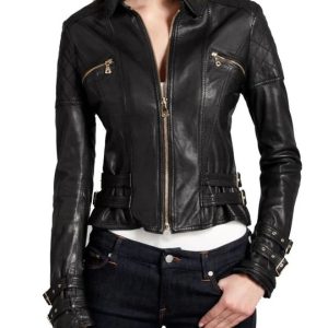 Women's Handmade Quilted Leather Moto Jacket