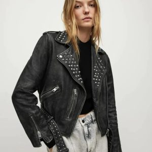 Women's Studded Leather Brando Jacket