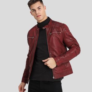 BEN RED BIKER LEATHER JACKET