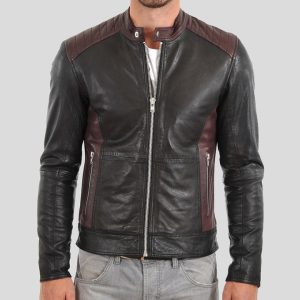 OXVOLT EUAN BLACK BIKER LEATHER JACKET