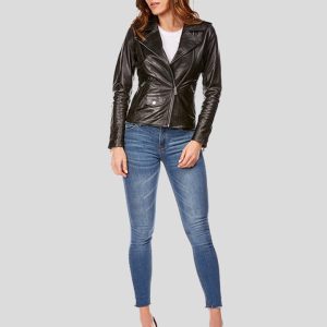 MYA BLACK BIKER LEATHER JACKET