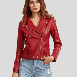 ORLA RED BIKER LEATHER JACKET