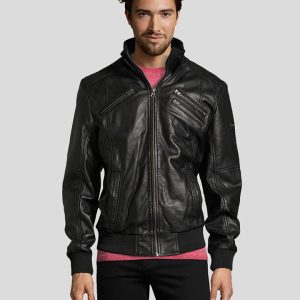 MIKE BLACK BOMBER LEATHER JACKET